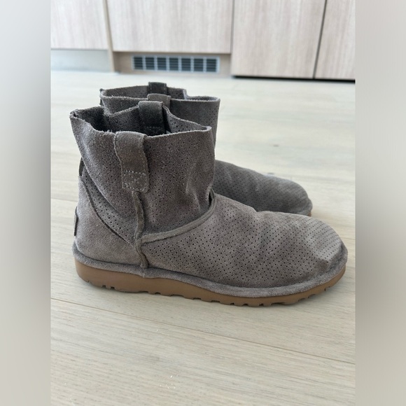 UGG TAUPE Suede Leather Ankle Boots - Picture 2 of 6